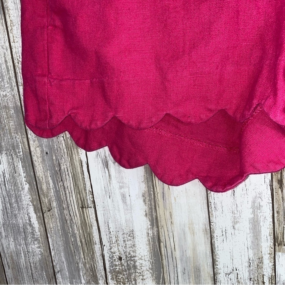 J.Crew Pink Scalloped Linen Blend Shorts Preppy Summer Size 0 - Picture 3 of 8